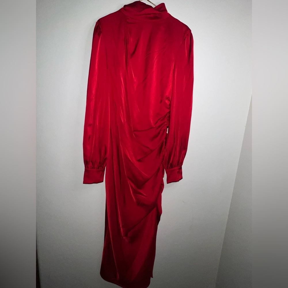 Badgley Mischka Vibrant Red Long Sleeve Dress - Picture 2 of 5